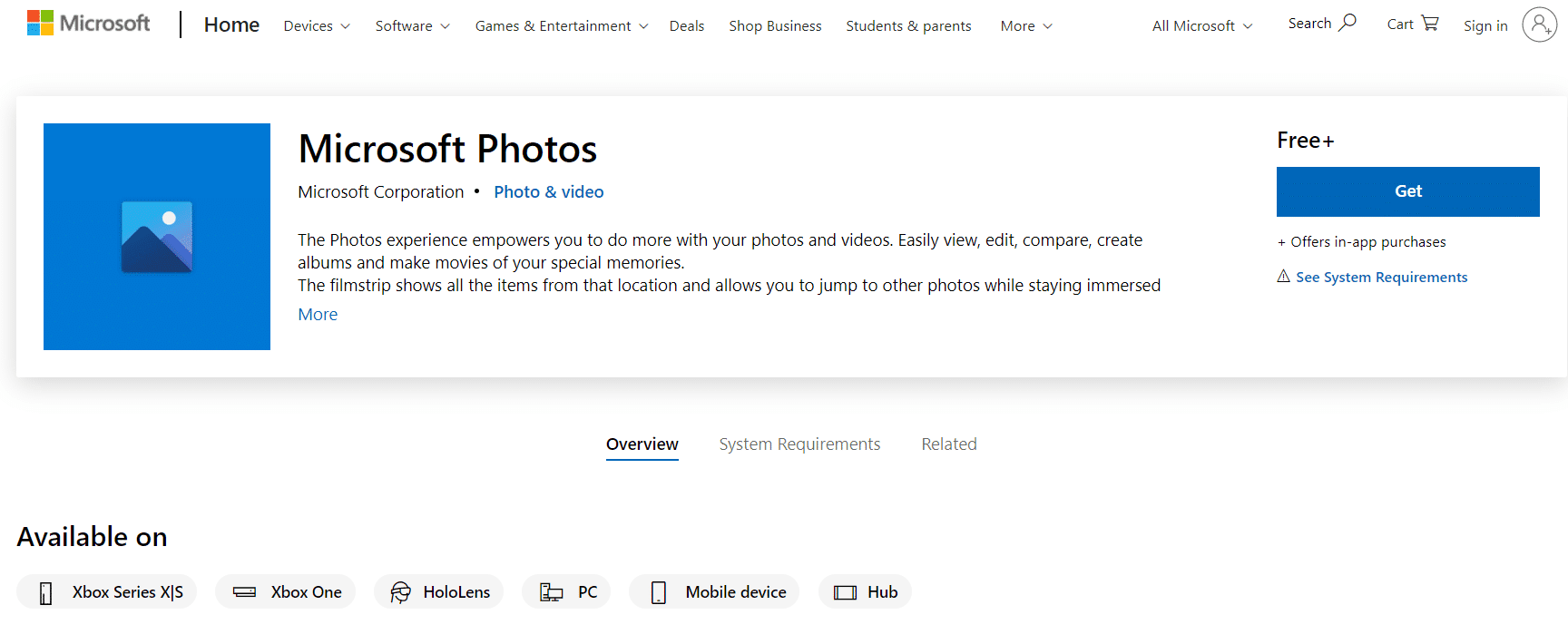 Aplikace Microsoft Photos |  bezplatný software pro úpravu fotografií pro pc