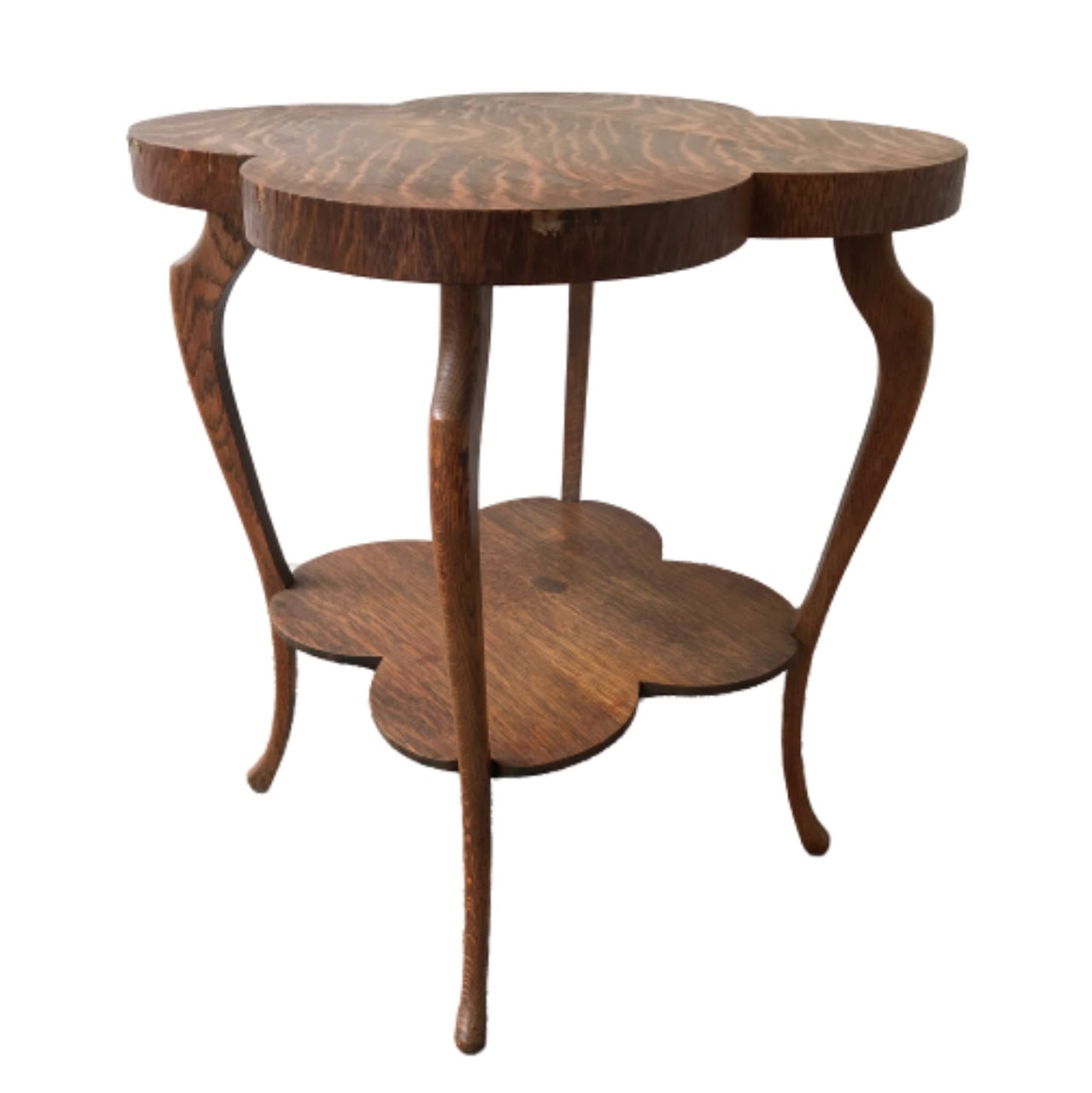 Oak Cloverleaf Accent Table