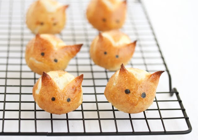 photo of Soft Pretzel Bunnies on a baking rack