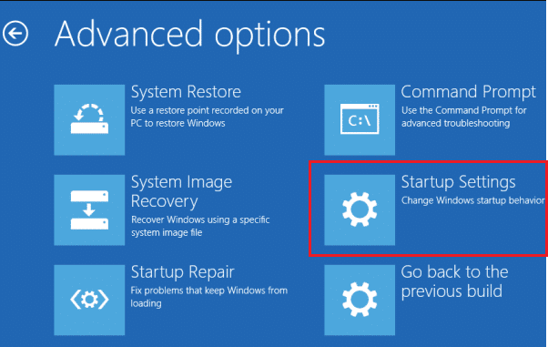 Ora, fai clic su Impostazioni di avvio.  Correggi l'errore di aggiornamento di Windows 10 0x80072ee7