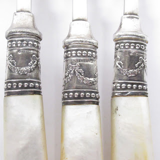 Antique Sterling Silver & Mother of Pearl Fork Set