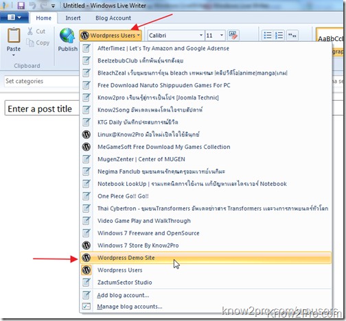 การโพสบทความใน WordPress ด้วย Windows LiveWriter