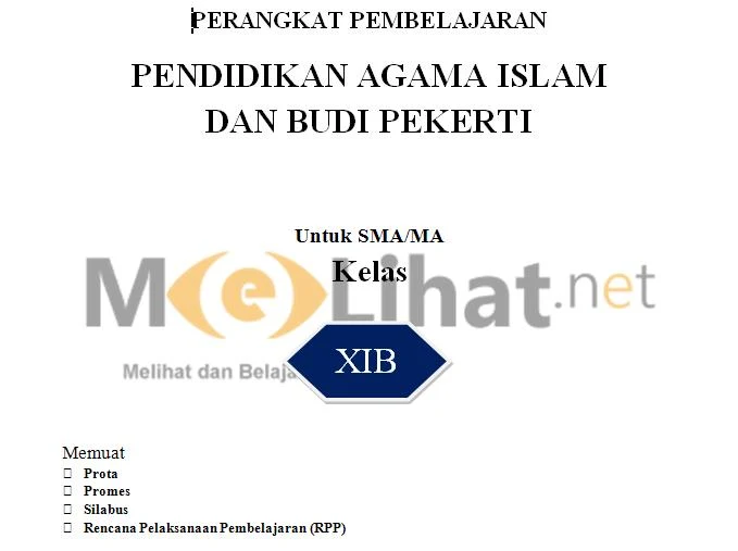 RPP PAI SMA, MA Kurikulum 2013 Kelas XI-11 Terbaru