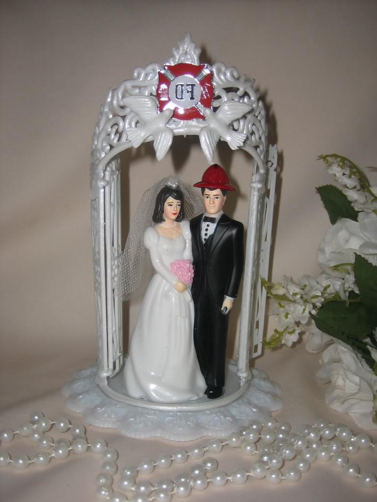 Fireman and Bride Wedding Cake