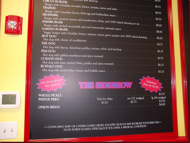 Big Top Menu a