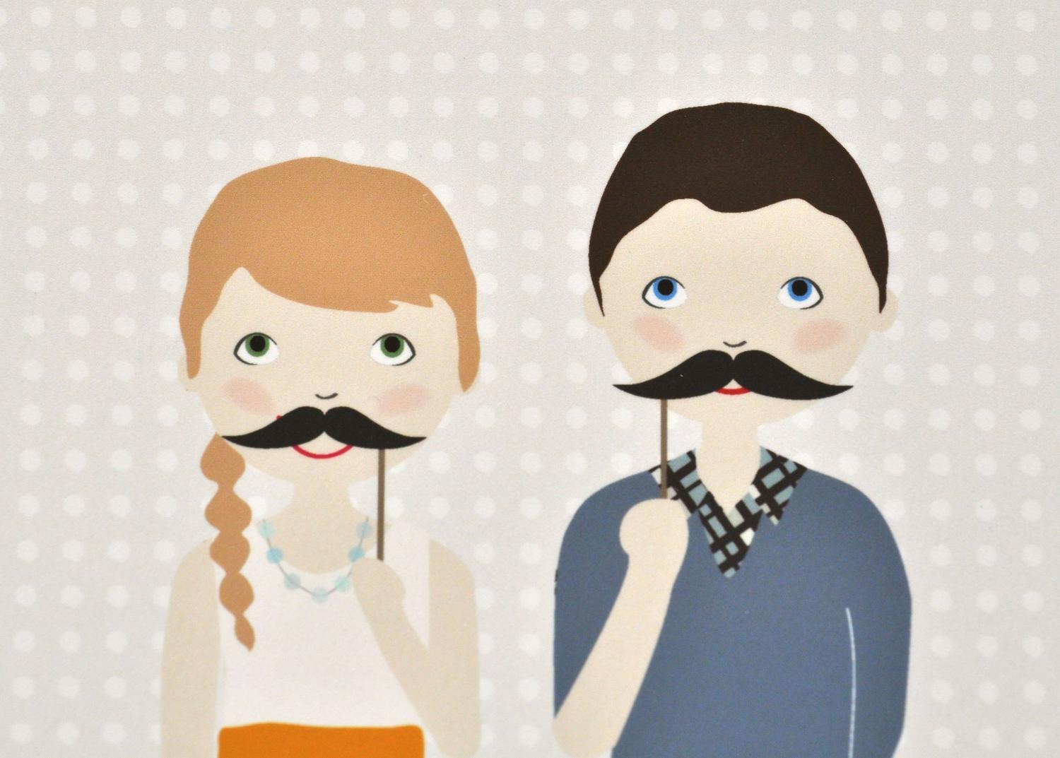 Moustache Couple wedding