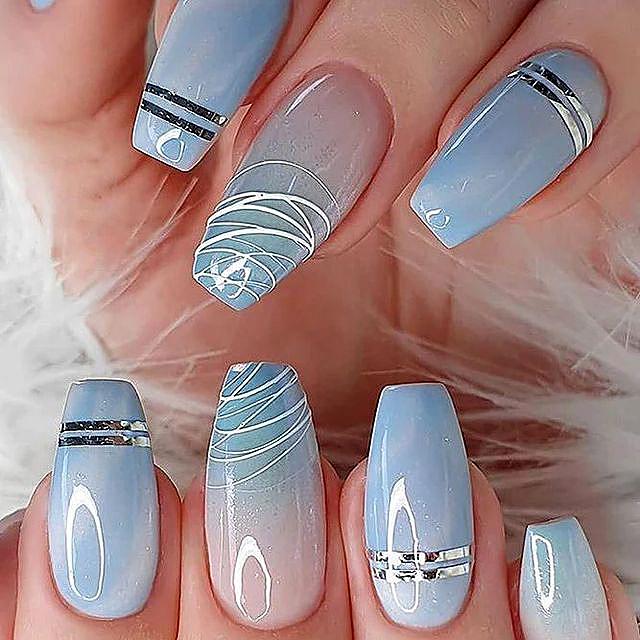 Blue Winter Nail Design