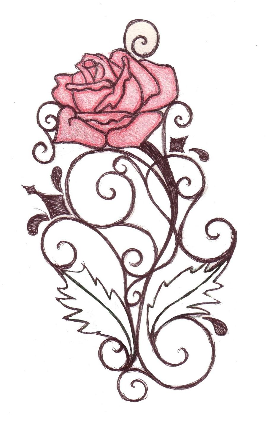 Rose Swirl Tattoo Design by