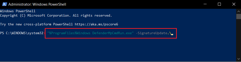 Polecenie aktualizacji podpisu systemu Windows w PowerShell