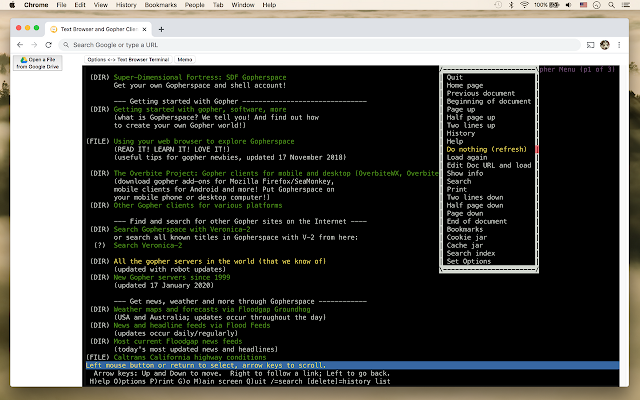 Text Browser and Gopher Client screenshot 1