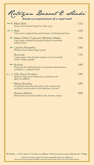 Baluchi, The Lalit menu 8