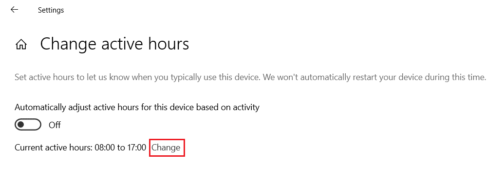 нажмите «Изменить», чтобы изменить часы активности.
