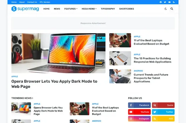 Mẫu blogger SuperMag Premium load nhanh và thanh lịch miễn phí tải về