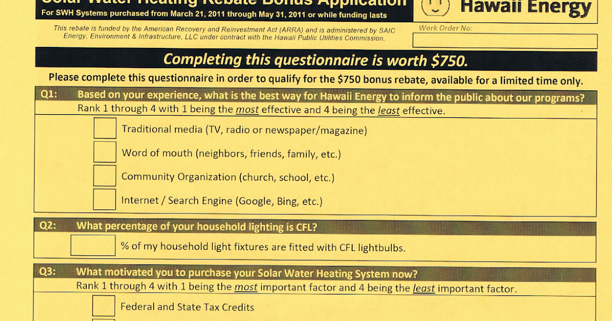 Hawaii Energy Star Rebate Form