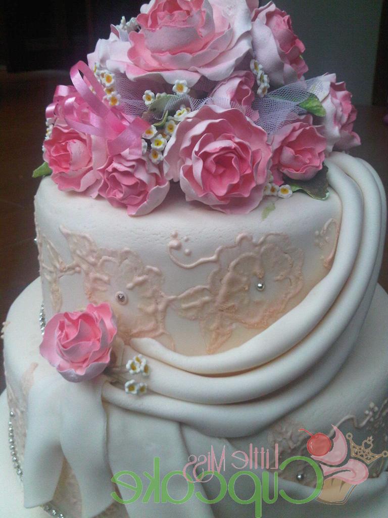 3 Layers Peach Fondant Wedding