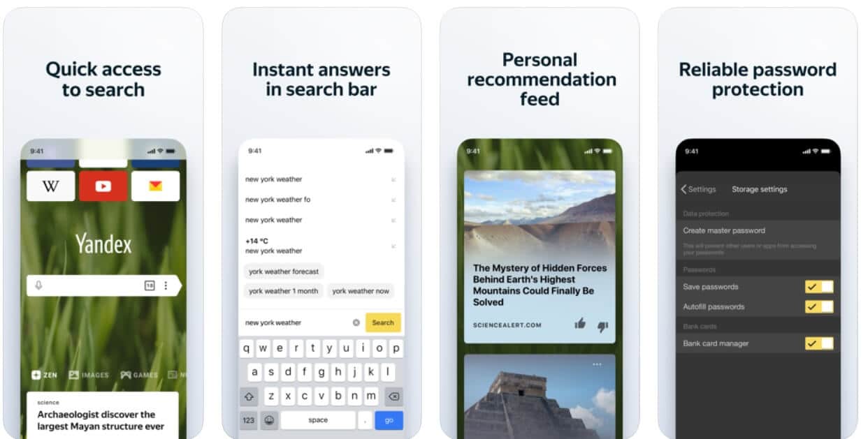 Yandex-browser |  Beste Safari-alternatieven voor iPhone