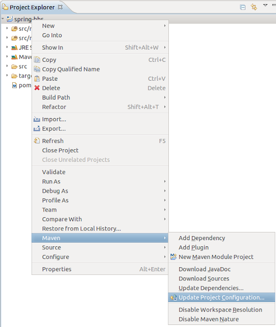 eclipse and pom.xml synchronized