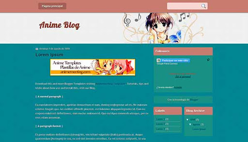 'Anime Plantilla Blogger' Anime Blog Template