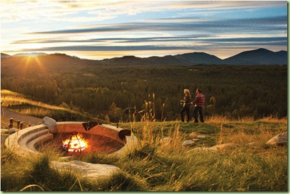 Suncadia sunset over firepit