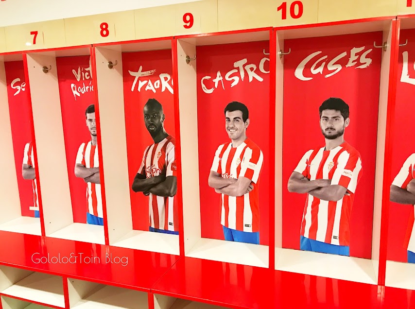 Molinón Tour con niños Interior del vestuario del Sporting