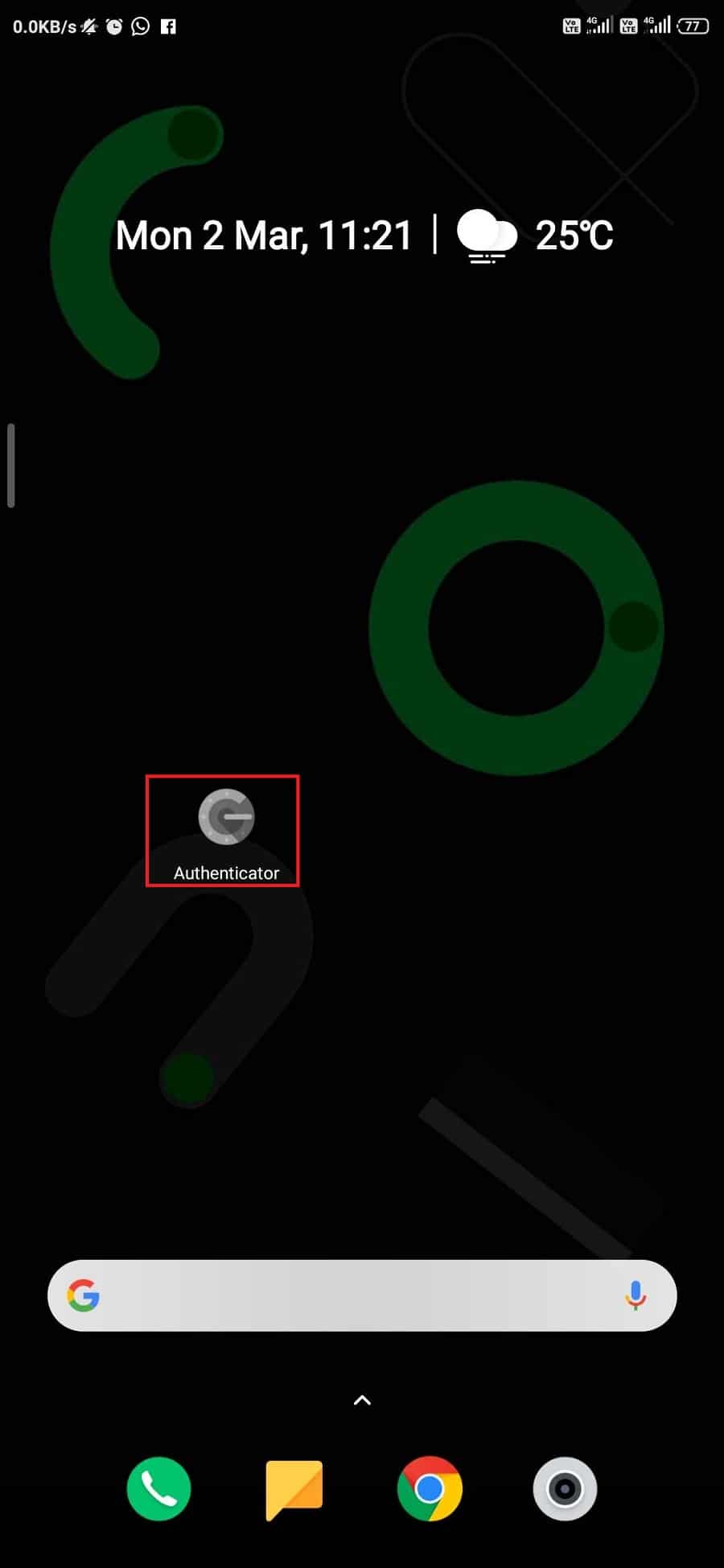 Abra la aplicación Google Authenticator en su dispositivo móvil haciendo clic en su icono.