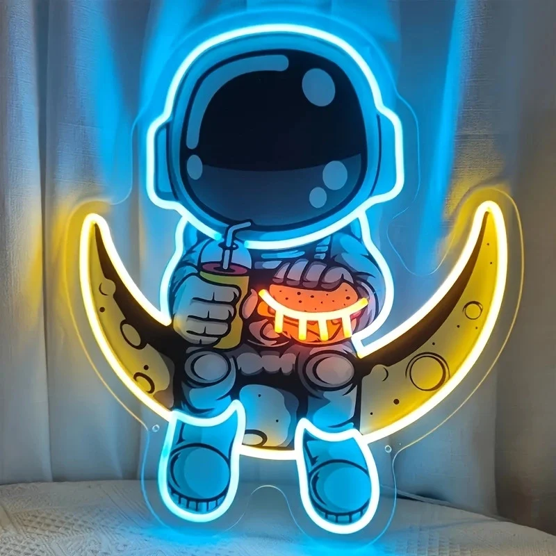 Astronaut Lamp Wall Mounted LED Neon Light, perfect for kids' rooms and unique home decor. Adds a cool, space-themed amb