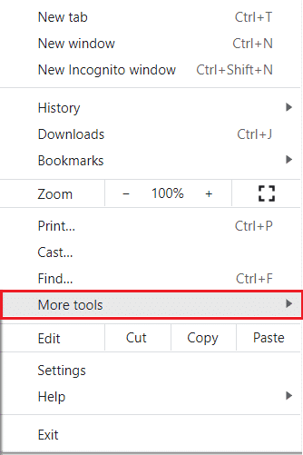 haga clic en la opción Más herramientas en google chrome