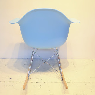 Eames-Style Blue Rocking Chair