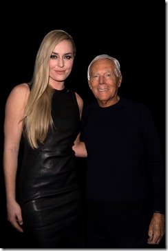 Giorgio Armani e Linsdey Vonn - sgp