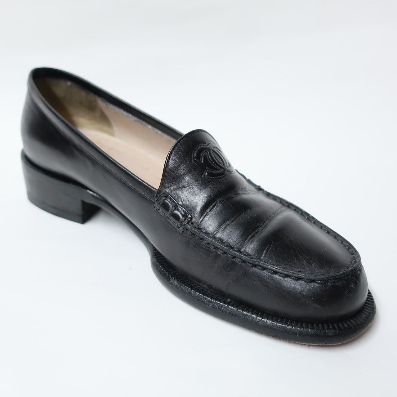 Chanel Black Leather Loafers