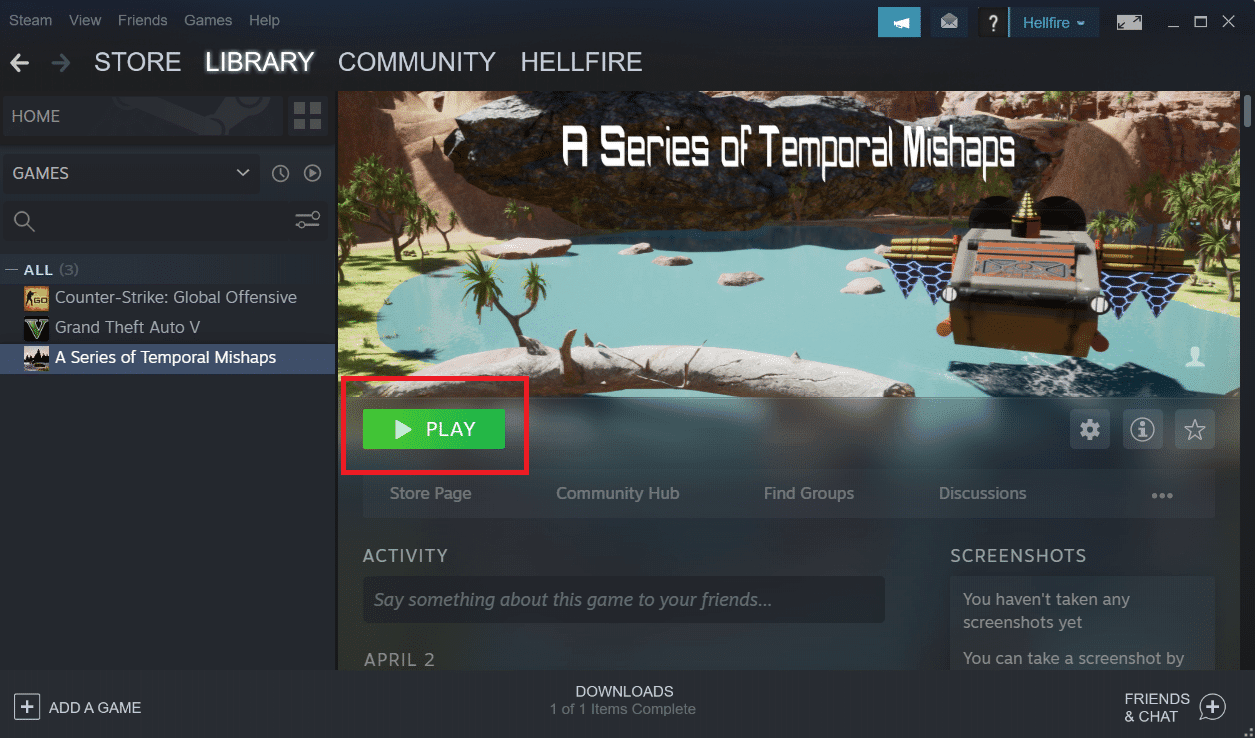 press the Play button. Fix Steam service error