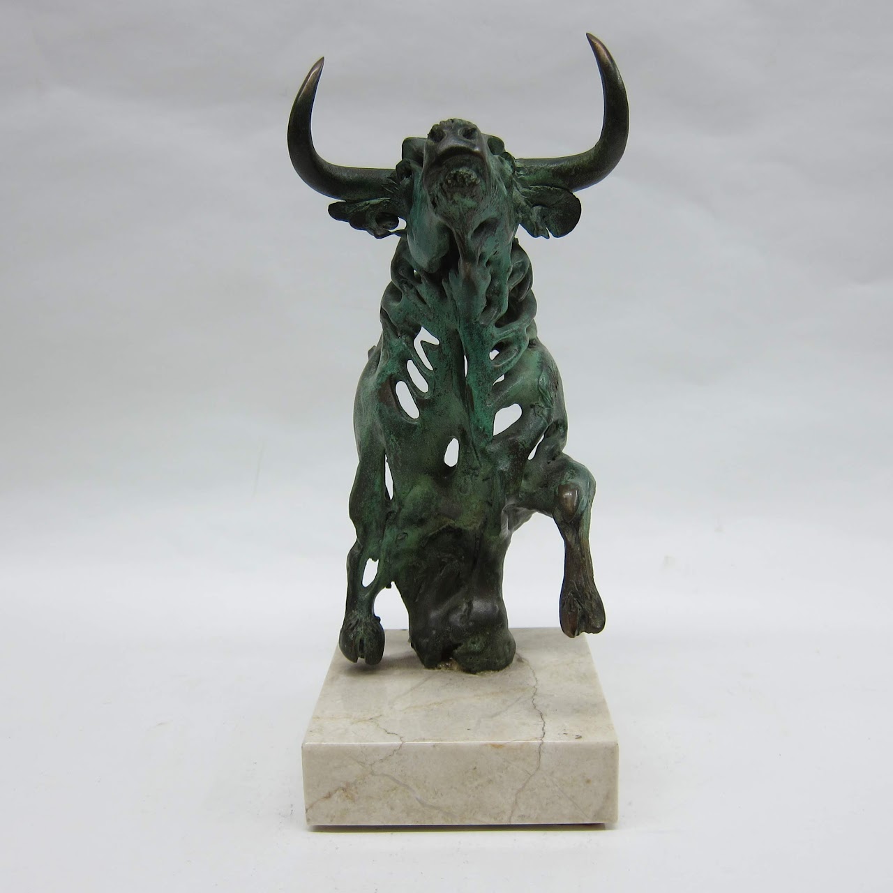 Signed Bronze Bull Figure