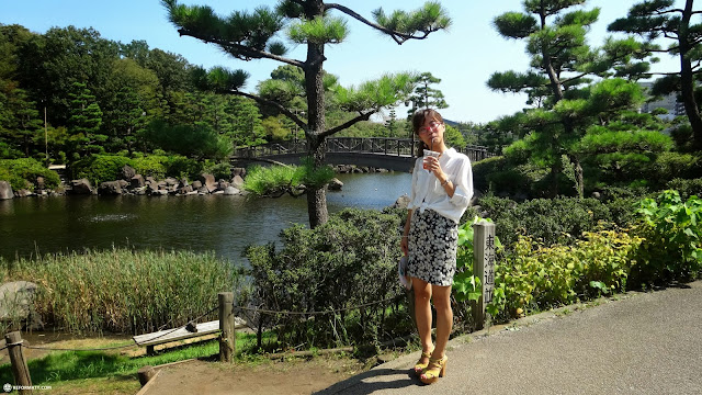 fumie having a coffee at the Shinagawa park in Shinagawa, Japan 