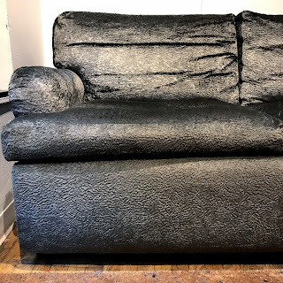 Patterned Velvet Scroll-Arm Sofa