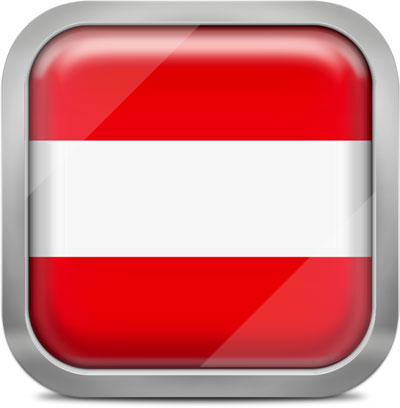 Austria square flag with metallic frame
