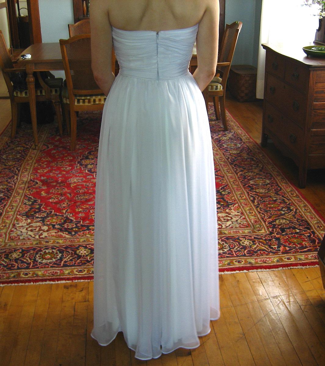 white chiffon wedding gown