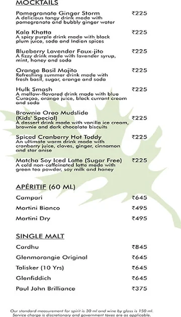 Oakleaf menu 