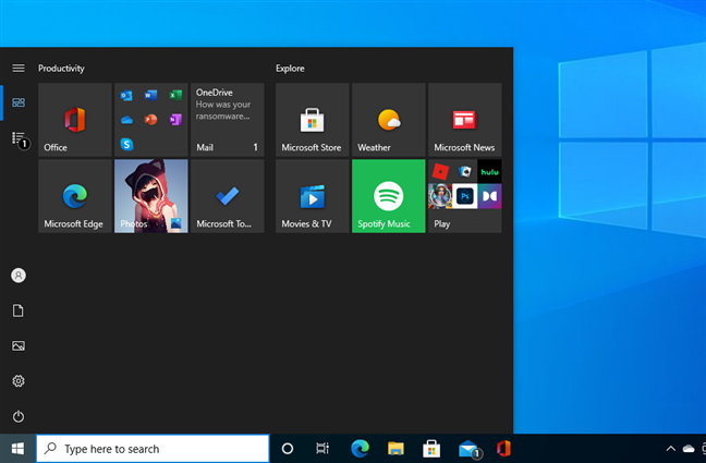 Een eenvoudiger startmenu maar met twee kolommen met apps in Windows 10