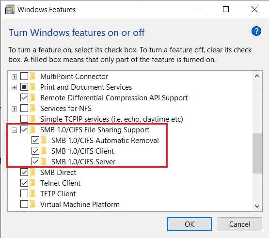 Marque las casillas de todos los elementos secundarios.  Arreglar computadoras que no aparecen en la red en Windows 10