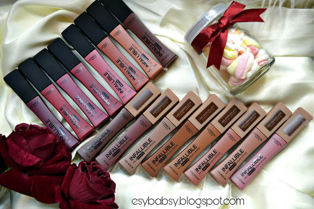 loreal-paris-infallible-les-chocolats-infallible-pro-matte-liquid-lipstick-all-shades-review-esybabsy