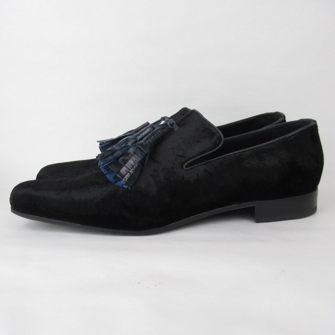 Mauri Black Velvet Sheriff Collection Tassel Loafers