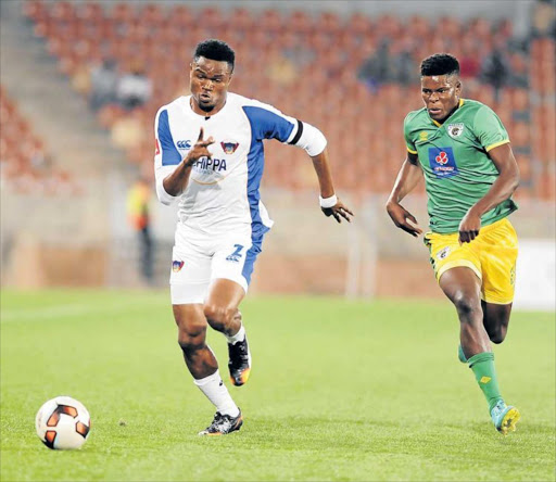 ames Okwuosa of Chippa United and Nyasha Munetsi of Baroka FC during the Absa Premiership match between Baroka FC and Chippa United at Peter Mokaba Stadium Picture: FILE