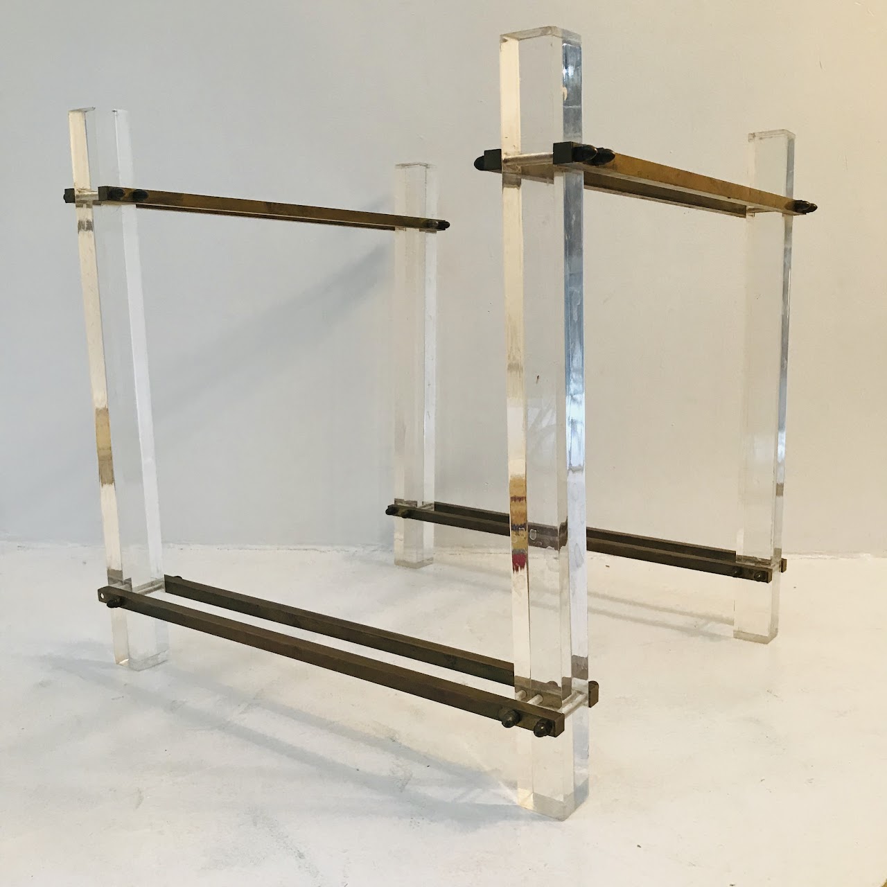 Lucite and Brass Table Base
