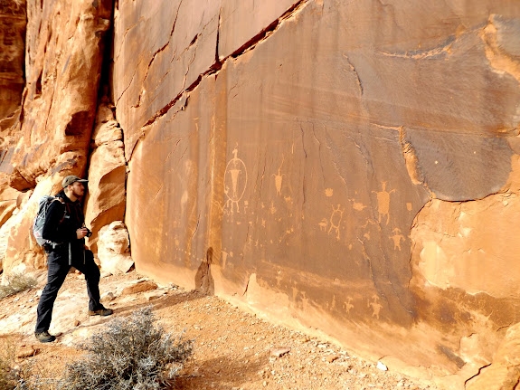 Chris at a petroglyph panel