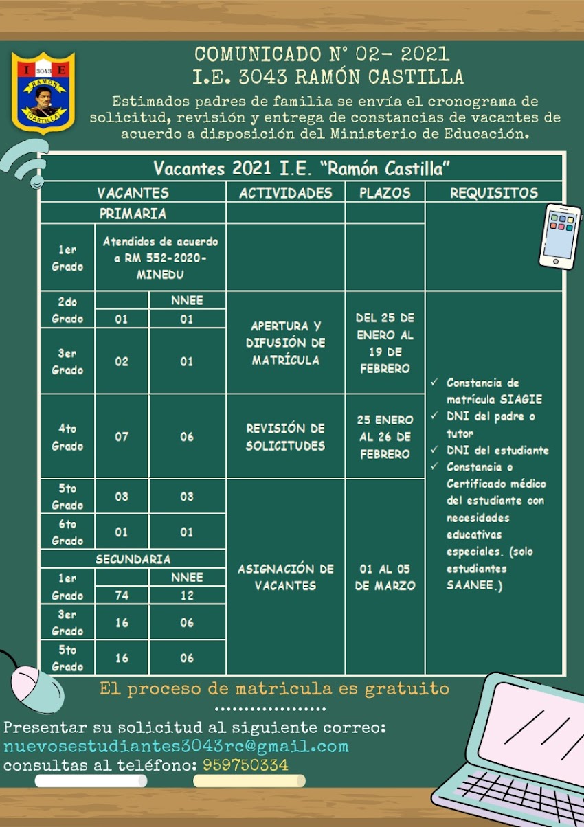 Vacantes 2021 - Comunicado N° O2