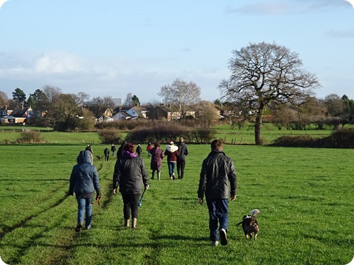 Boxing Day walk across fields in  Wistaston