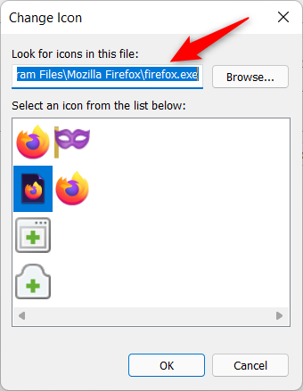 You can insert the path to the file with the icon you want