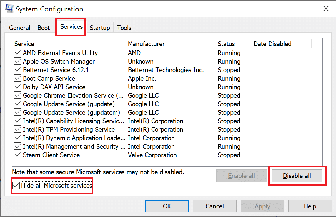 haga clic en Deshabilitar todo para deshabilitar aplicaciones de terceros