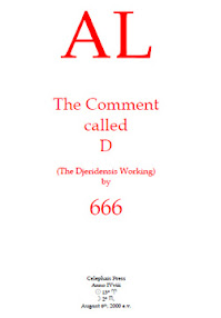 Cover of Aleister Crowley's Book AL The Comment Called D The Djeridensis Working