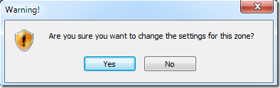 IE8 เปลี่ยนการตั้งค่าสำหรับโซนนี้